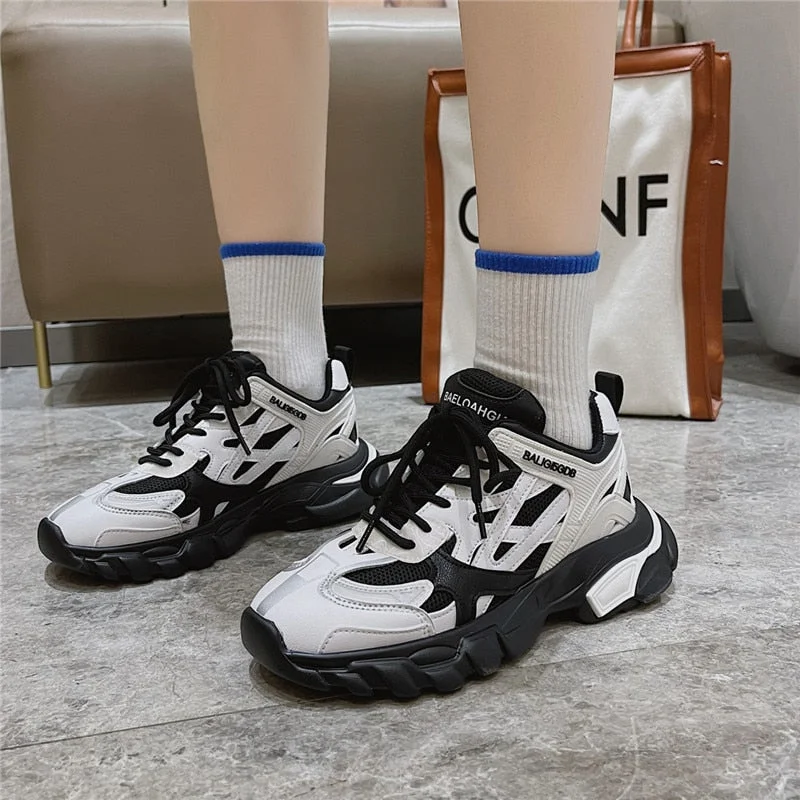 Brand Design Women Chunky Sneakers 2021 Summer Mixed Colors Women's Shoes Breathable Lightweight Ladies Dad Shoes Sport Shoes 211