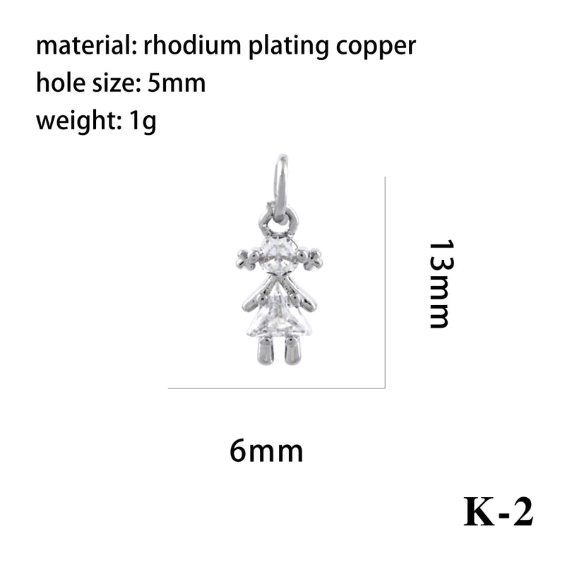 Ig Style Minimalist Angel Dolphin Crown Copper Plating Inlay Zircon 18k Gold Plated Charms