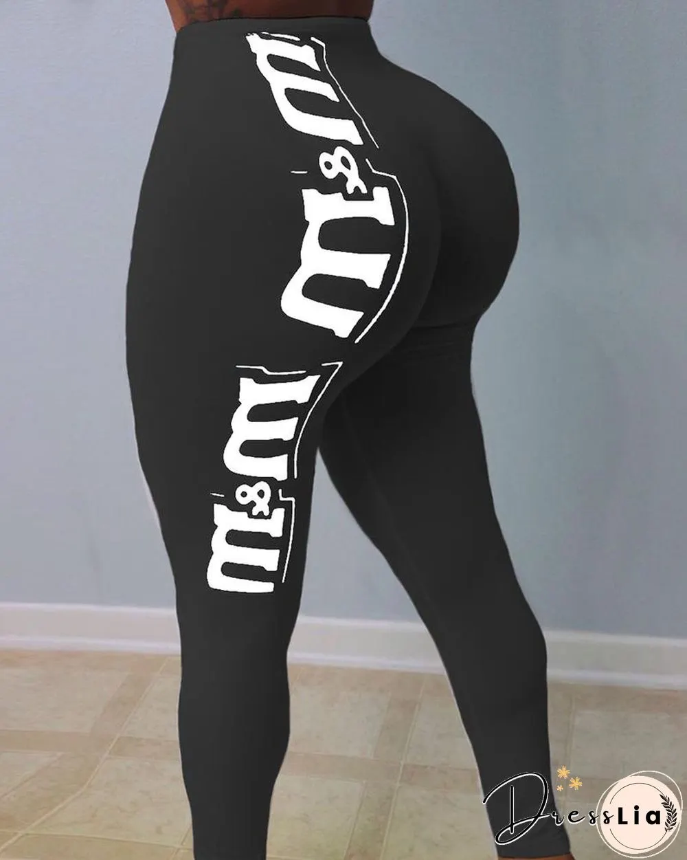 High Waist Letter Print Sporty Pants