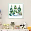 Xmas Tree Snowman-Partial 11CT Stamped Cross Stitch Bead Embroidery 36*36cm/14.17*14.17in tapestrymarket