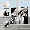 DIY Pearl Painting Hat Elegance for Home Wall Decor with Frame(30*30cm)