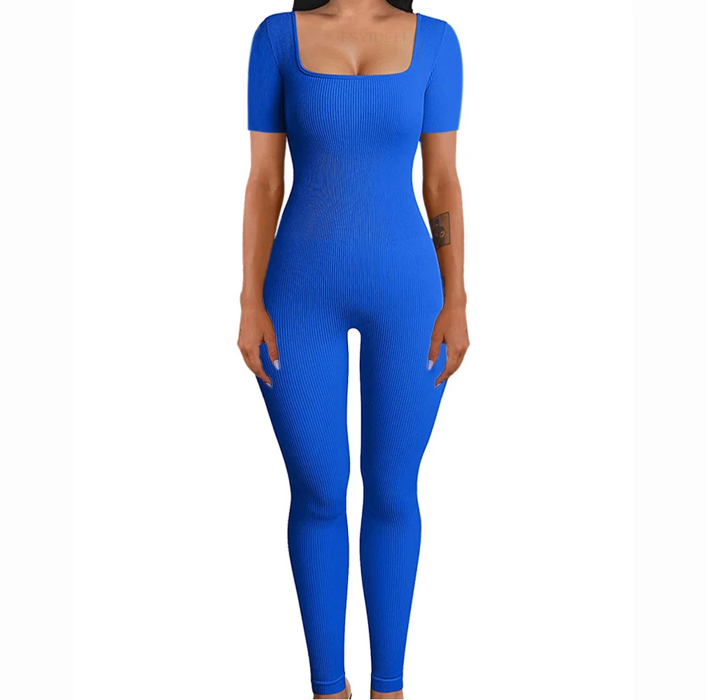 Nigikala Nigikala And Summer Threaded Collar Hips Sexy Yoga Sports Long-Sleeved Short-Sleeved Jumpsuit Trousers Woman