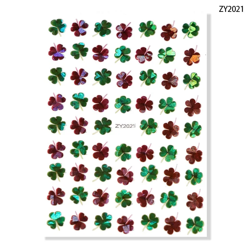 1Pcs Laser Ginkgo Leaf Self-adhesive Nail Sticker Lucky Four-leaf Clover Animal Cartoon Nail Art Sticker Decal Nail Charm Design