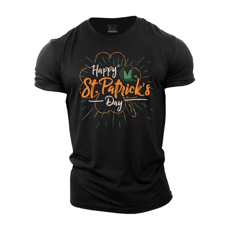 Cotton Happy St. Patrick Graphic Men's T-shirts tacday