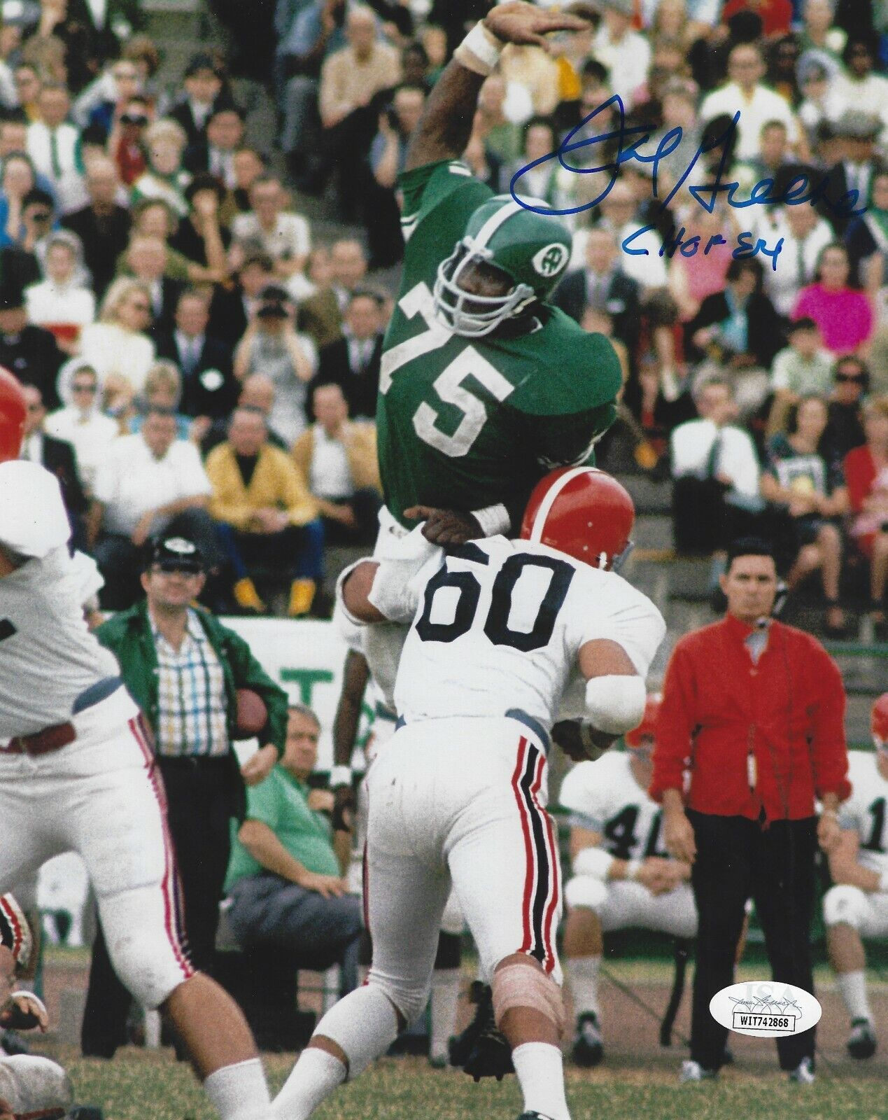 Signed 8x10 JOE GREENE HOF 87 North Texas St Autographed Photo Poster painting w JSA COA