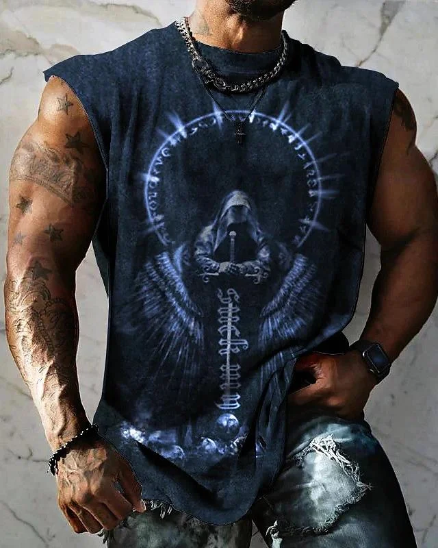 Men's Casual Print Tank Top at Hiphopee