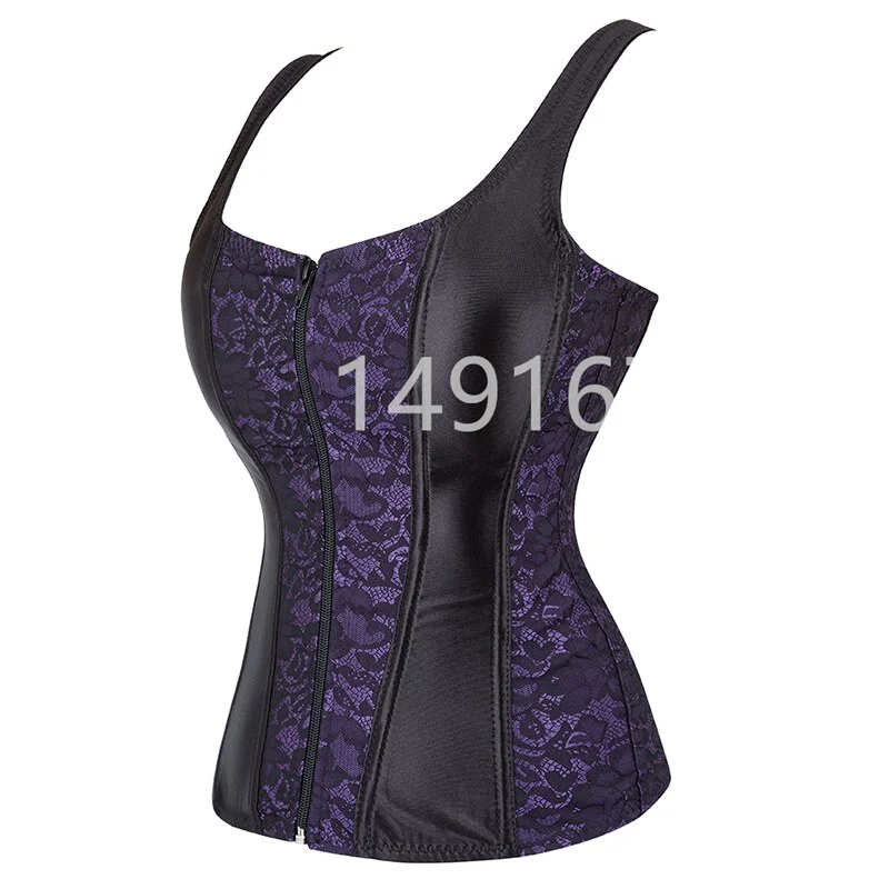 Billionm Sapubonva Corset Women Sexy Vest with Straps Lace up Overbust Cheap Flower Print Zip Brocade Gothic Halter Corsets Bustiers Tops