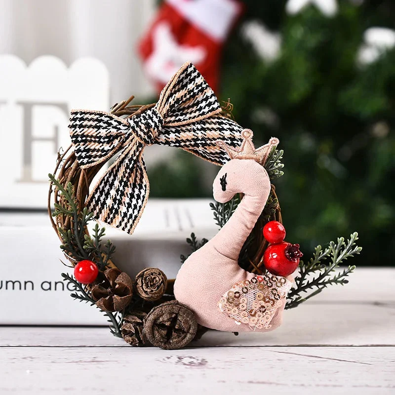 Creative Christmas decorations Mini Christmas wreath diy Christmas tree circle hanging mini vine circle