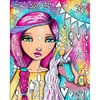 Diamond Painting-DIY Full Round Drill Girl with Purple Red Hair(40x50cm)