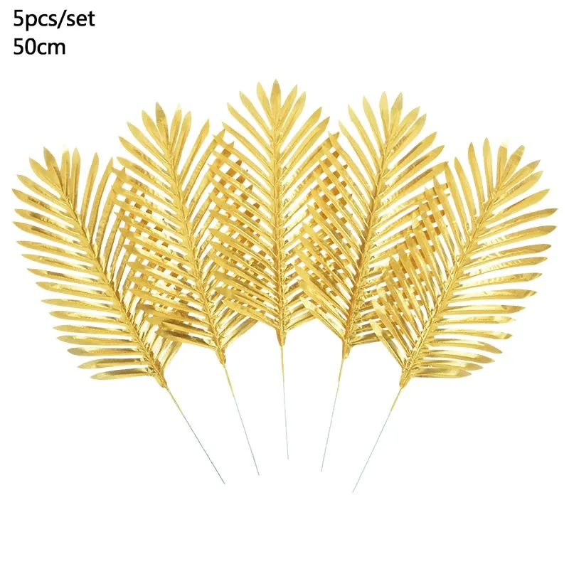 Summer Tropical Artificial Palm Leaves for Wedding Hawaiian Luau Jungle Birthday Party Home Decoration Fake Plant Turtle Leaf