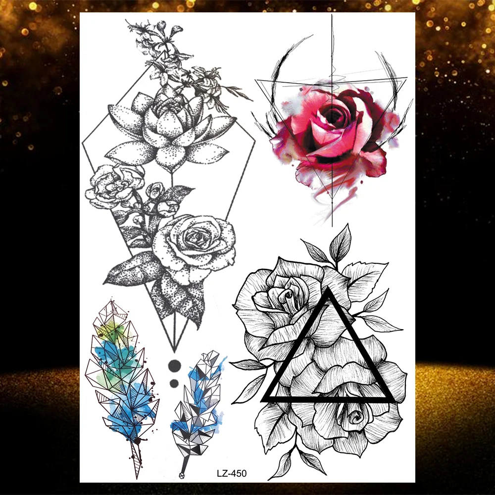 sdrawing Wolf Forest Temporary Tattoos For Children Tiger Geometric Fake Tatoos Mountain Triangle Elk Tatoo Sticker Body Art