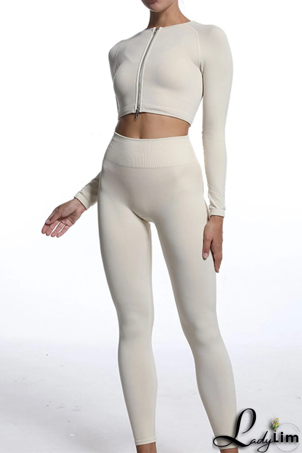 Blue Gray Casual Sportswear Solid Patchwork Zipper Long Sleeve Top And Trousers Two Piece Set