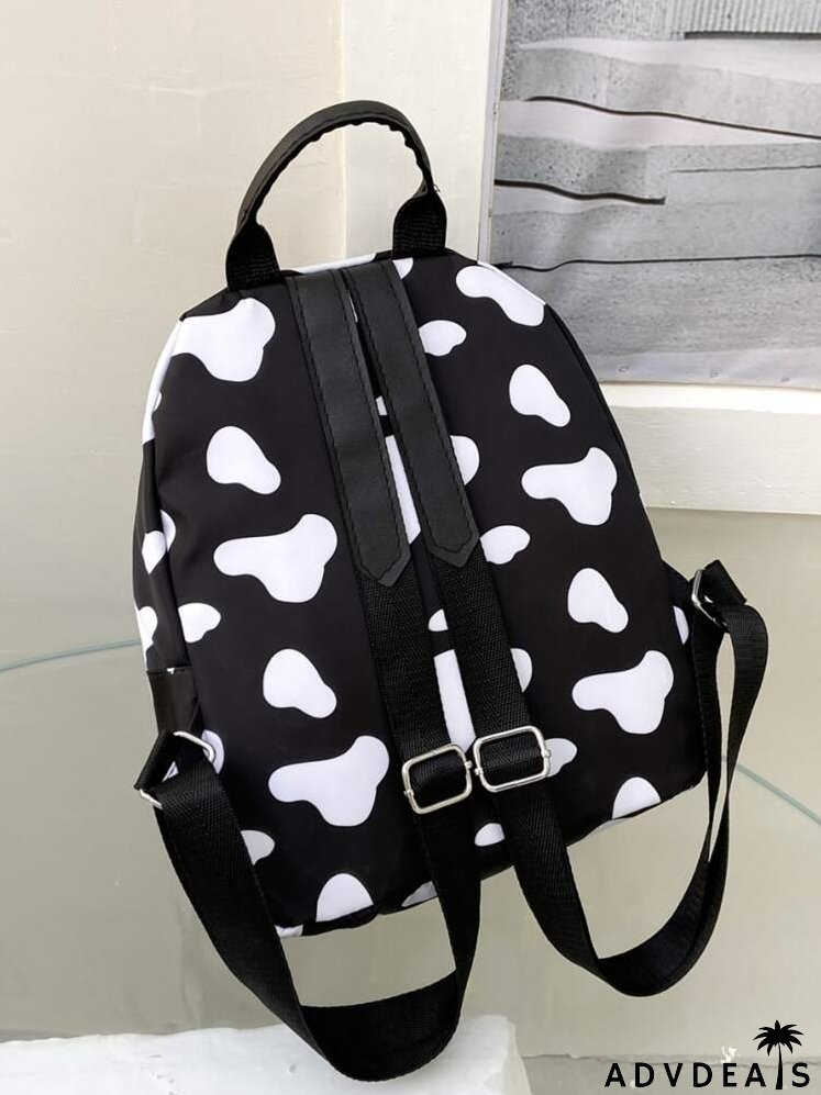 Cow Pattern Earphone Hole Backpack
