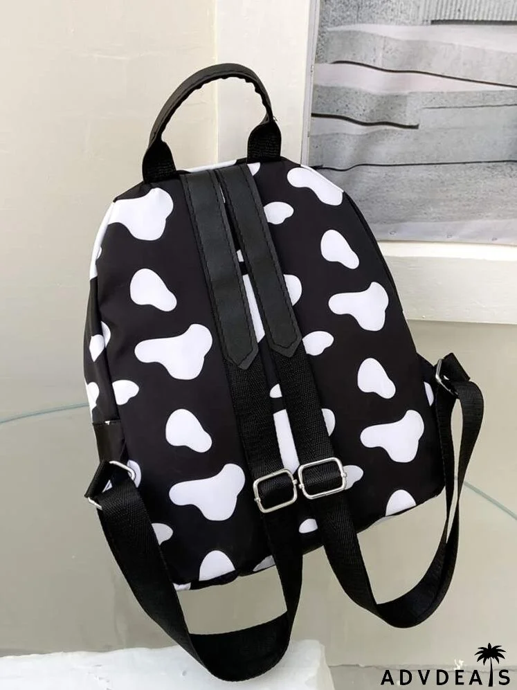 Cow Pattern Earphone Hole Backpack