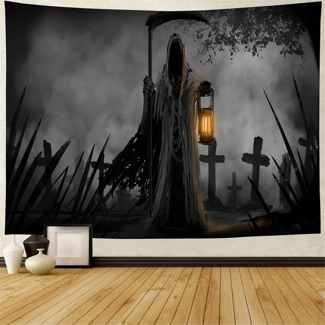 Halloween Pumpkin Lamp Wall Hanging Tapestry Bohemia Hippie Magic Castle Ghost Wall Blanket Decor Horrible Devil Bedspread Mat