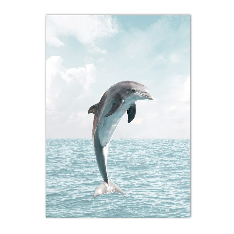 Ocean Beach Sea Palm Tree Posters Starfish Dolphin Leaves Wall Art Canvas Paintings Nordic Living Room Print Pictures Home Decor