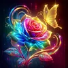 Diamond Painting -5D Full Round Drill Neon Rose Butterfly(40x40cm-Box Packagin)