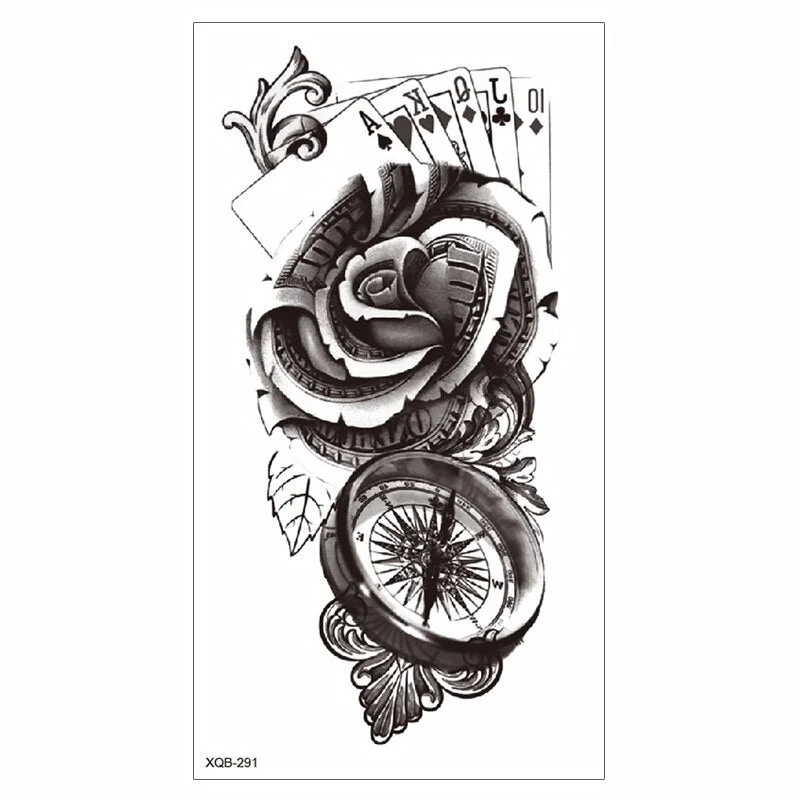 SDRAWING Waterproof Temporary Tattoo Sticker Big Lion Skull Snake Black Rose Tattoo Leg Chest Arm Tattoo Man Woman Tattoo Body Tattoo