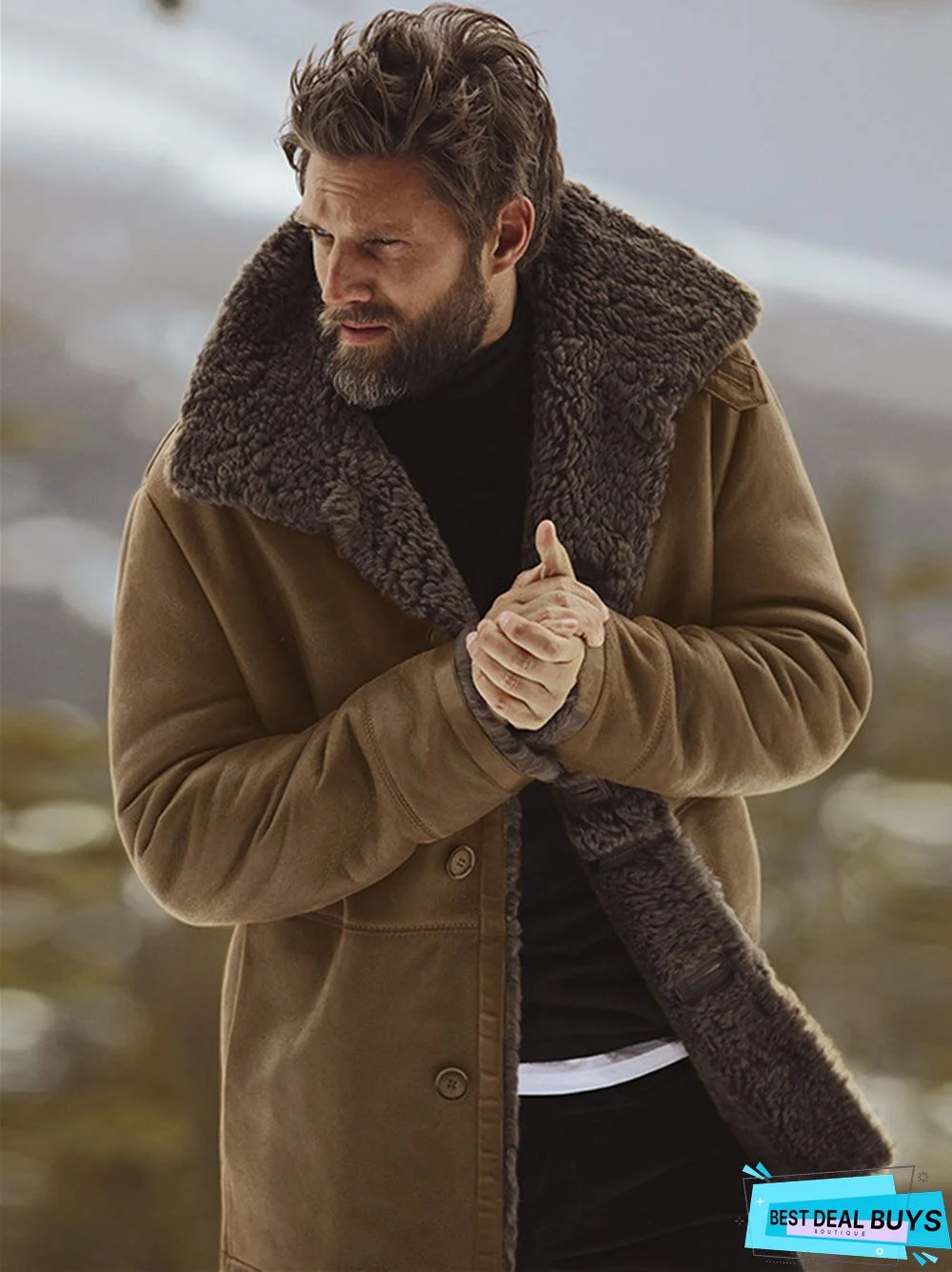 Fashionable Men's Solid Color Jacket