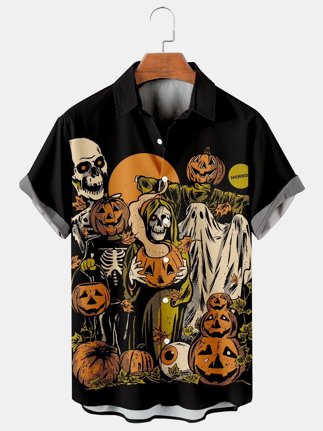 Halloween Casual Loose Men's Plus Size Short-Sleeved Shirt