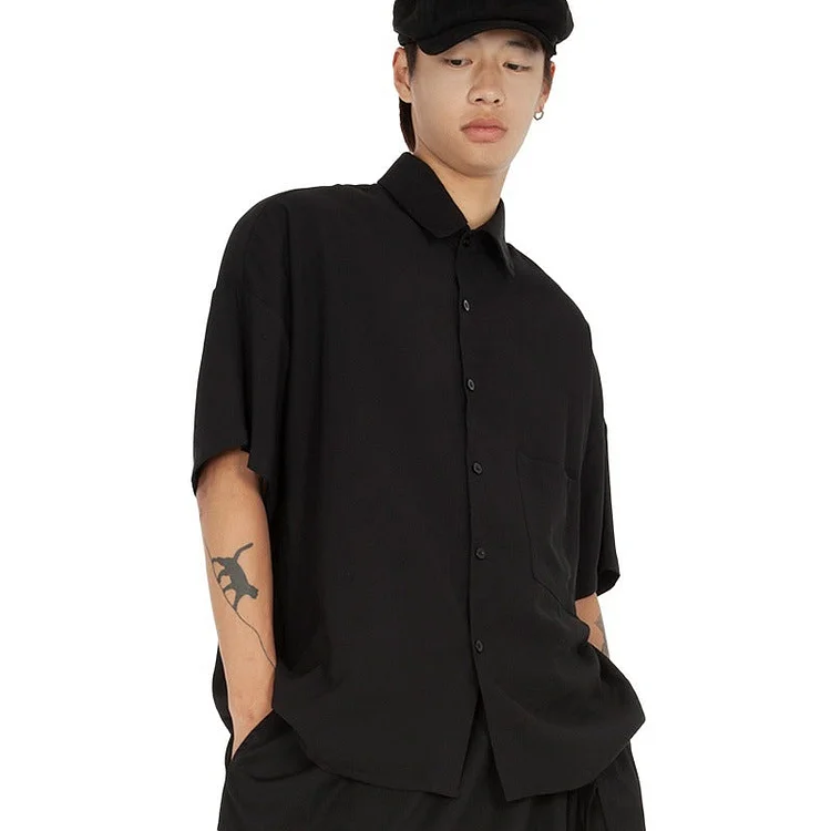 Dawfashion Techwear Streetwear-Japanese Original Design Dark Style Loose Short-sleeved Shirt Jackets-Streetfashion-Darkwear-Techwear