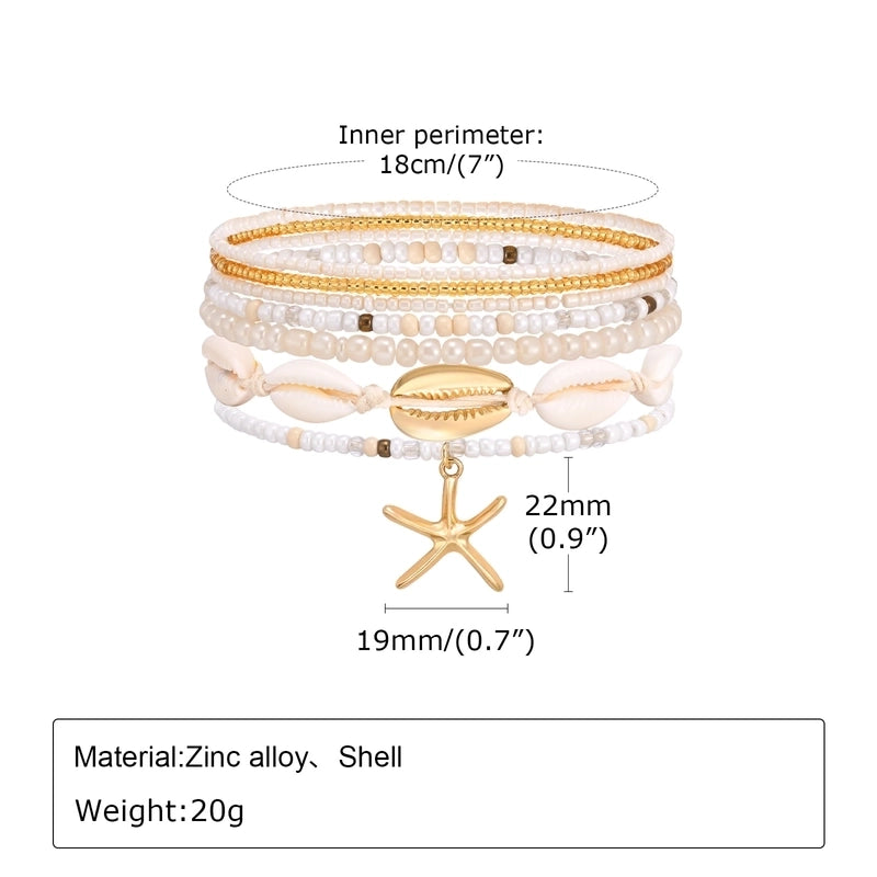 Hawaiian Vacation Beach Shell 18K Gold Plated Alloy Plastic Shell Bracelets