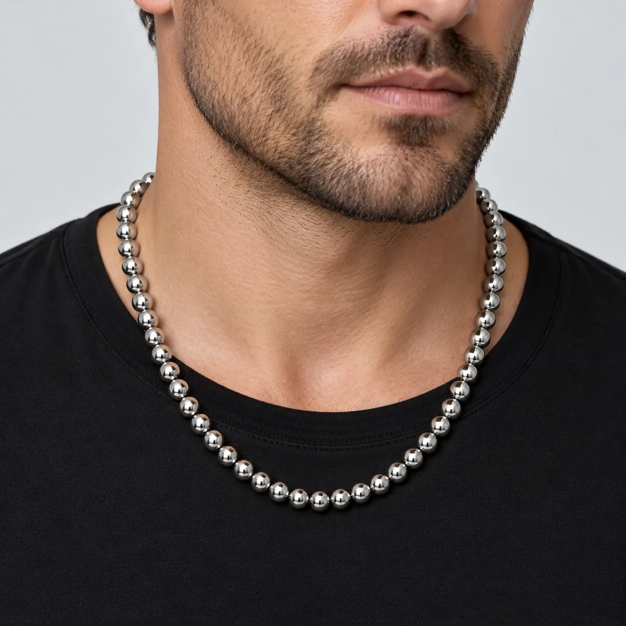  Silver-Tone Bead Chain Necklace & Bracelet | 4&ndash;10mm