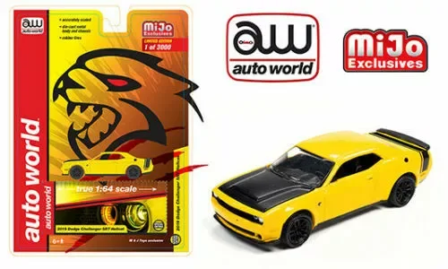 Dronehint AUTO WORLD 1:64 2019 YELLOW DODGE CHALLENGER SRT HELLCAT MODEL CP7722-P3 Toy