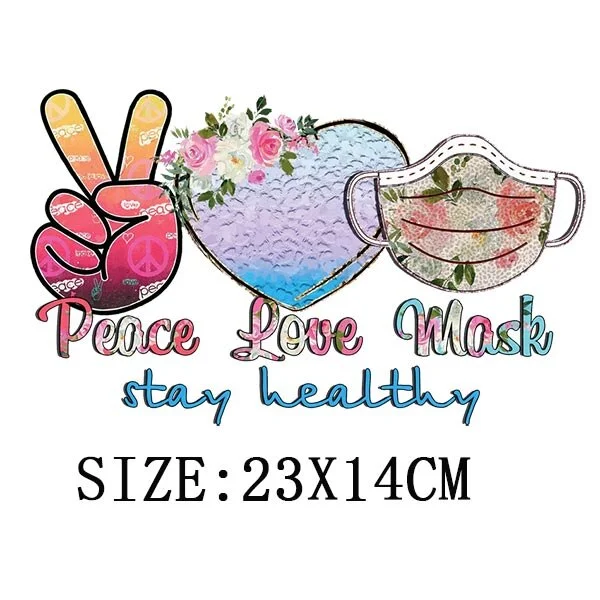 Peace Love Teach Thermal Sticker On T-shirt DIY Washable Patch On Clothes Funny Design Iron On Transfer For Hoodies Bag Applique
