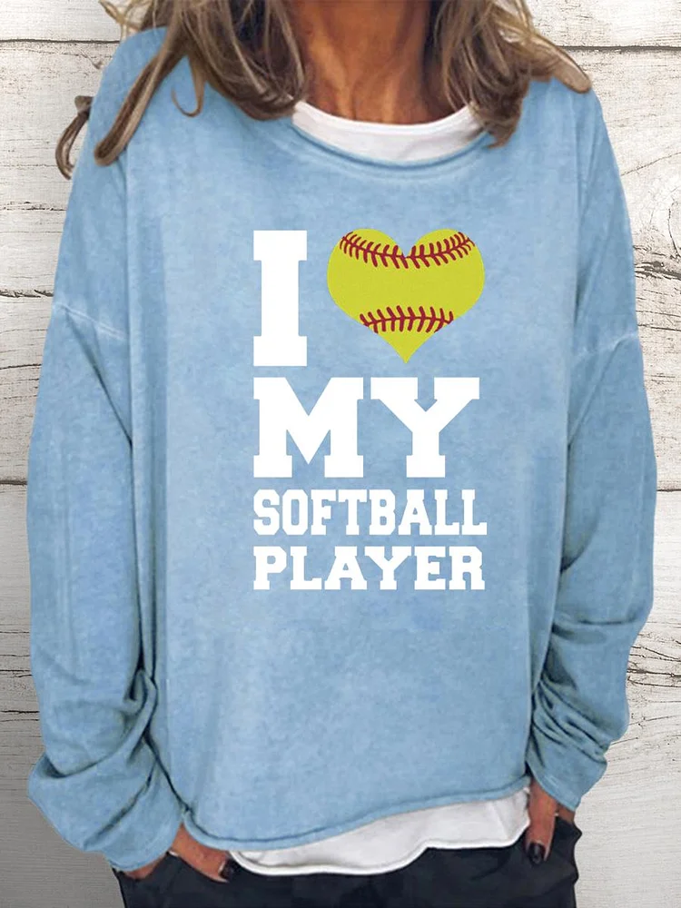 I love my softball player Women Loose Sweatshirt-Annaletters