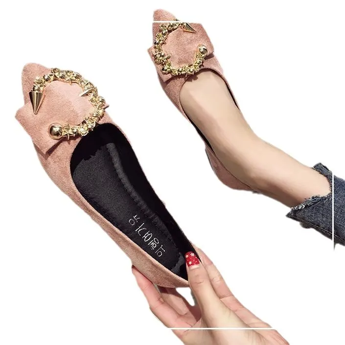Breakj Breakj Red Fashion Light Mouth Single Shoes Women's 2025 Spring Flat-Bottomed Metal Beans Soft Sole Lazy One-Legged Pedal Women's Shoes