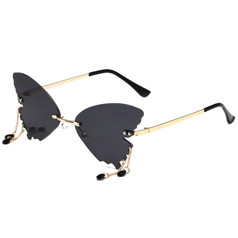 IG Style Hip-Hop Solid Color Pc Butterfly Frame Frameless Women's Sunglasses