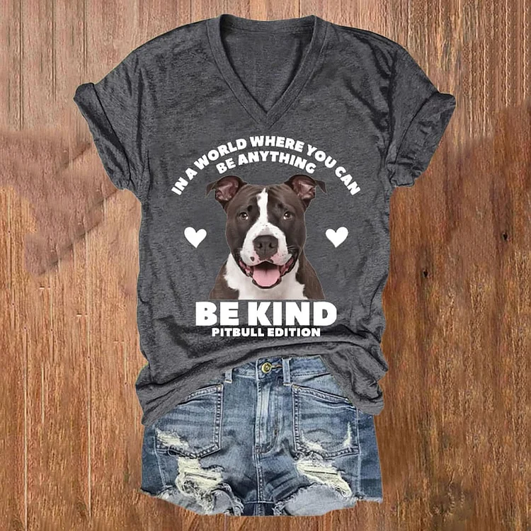 Women's Be Kind Mental Health Print V-Neck Short Sleeved T-Shirt