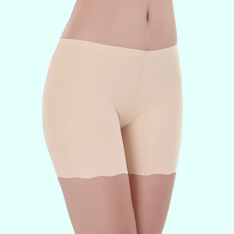 2PCS Ice Silk Safety Panties Seamless Pantiesant Mid-Waist Interior Femenina Women Comfortable Anti-Exposure Large Stretch Boxer