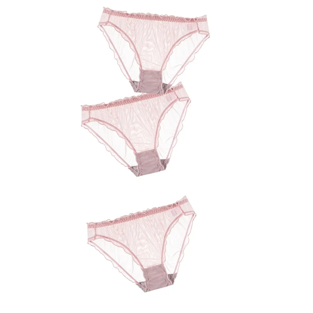 3Pcs Women Sexy Panties Lace Underpants Low-waist Panties Mesh See Through Perspective Briefs Female Fashion Underwear Lingerie