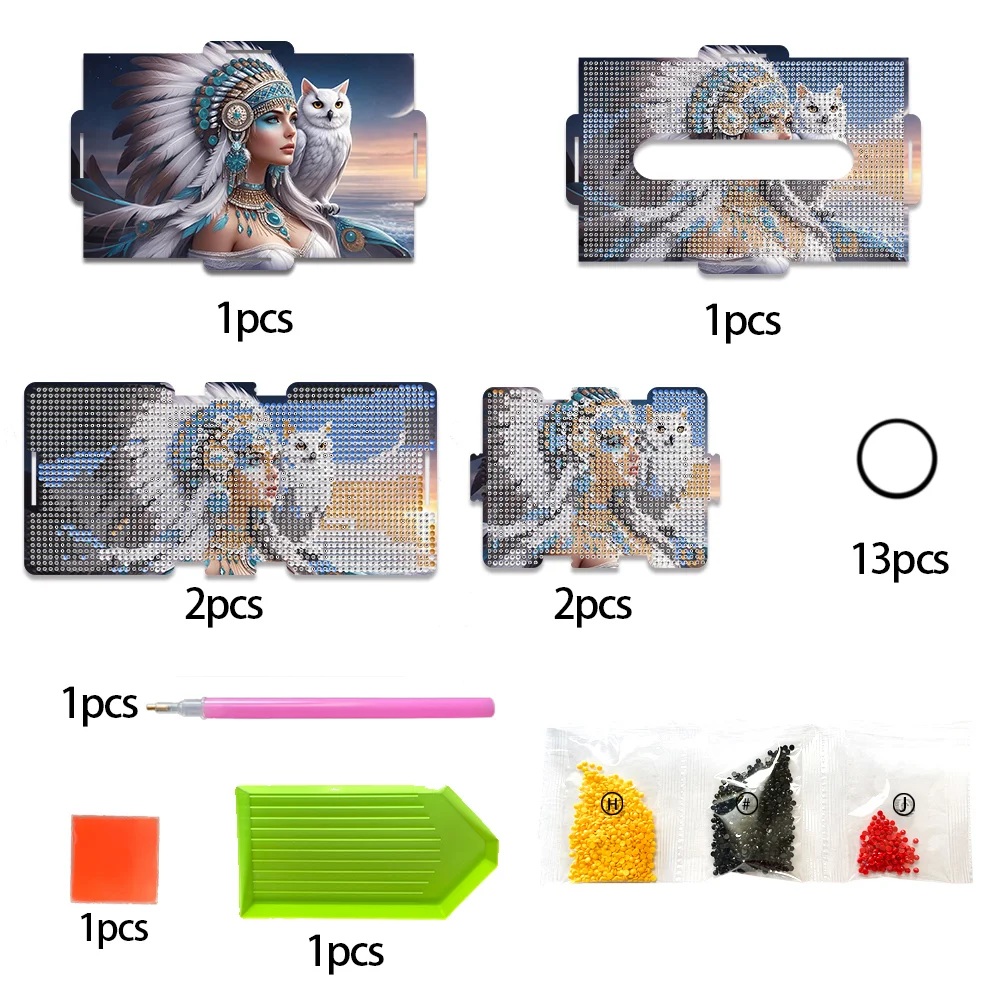 Owl Indian Diamond Painting Tissue Box Wooden Diamond Art Tissue Storage Box