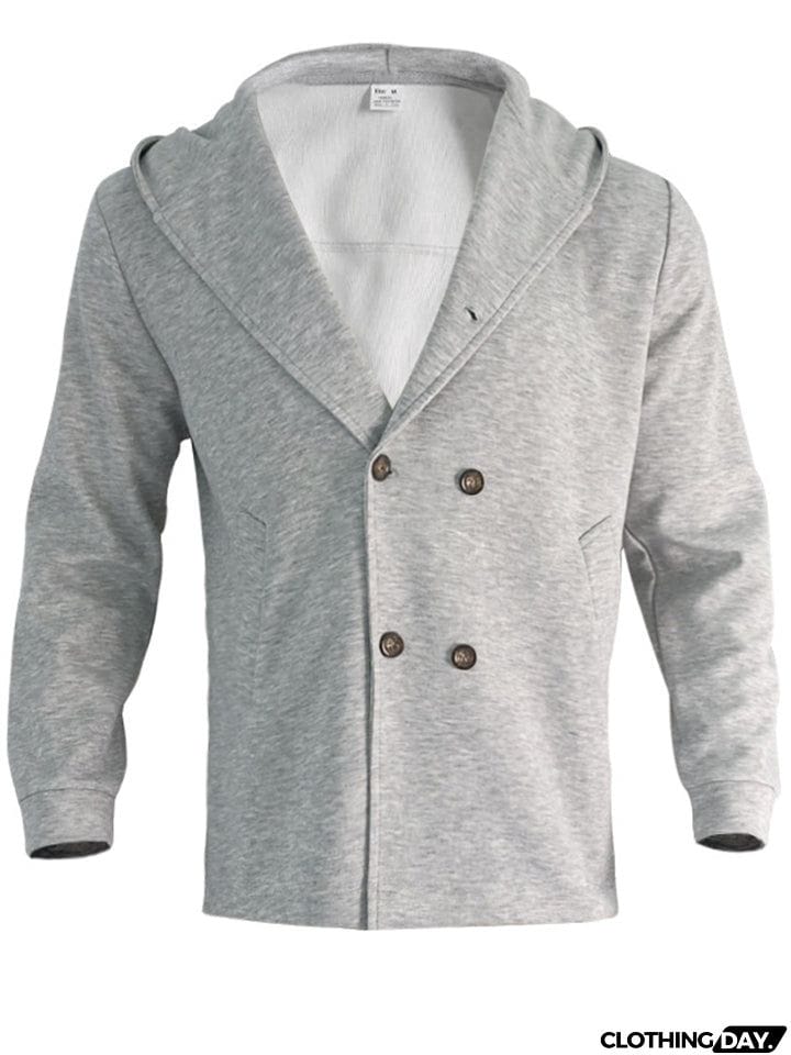 Men's Trendy Double-Breasted Hooded Casual Woolen Coat