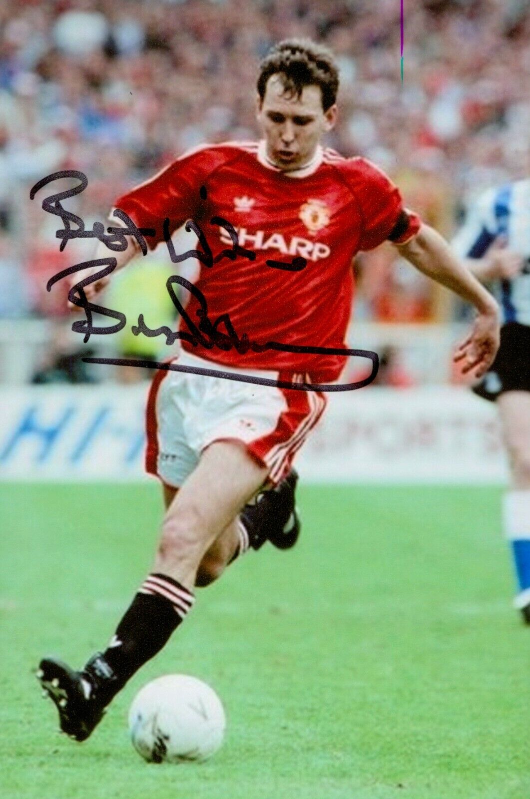 Bryan Robson Signed 6x4 Photo Poster painting Manchester United England Genuine Autograph + COA