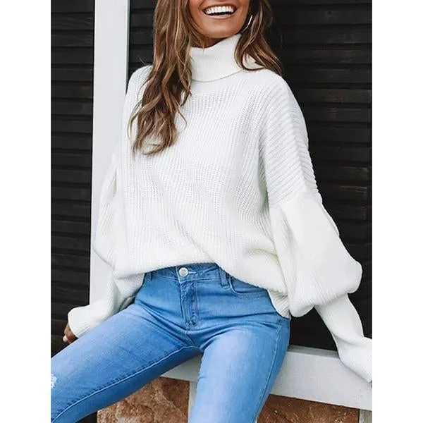 Casual Turtleneck Shift Statement Sweaters