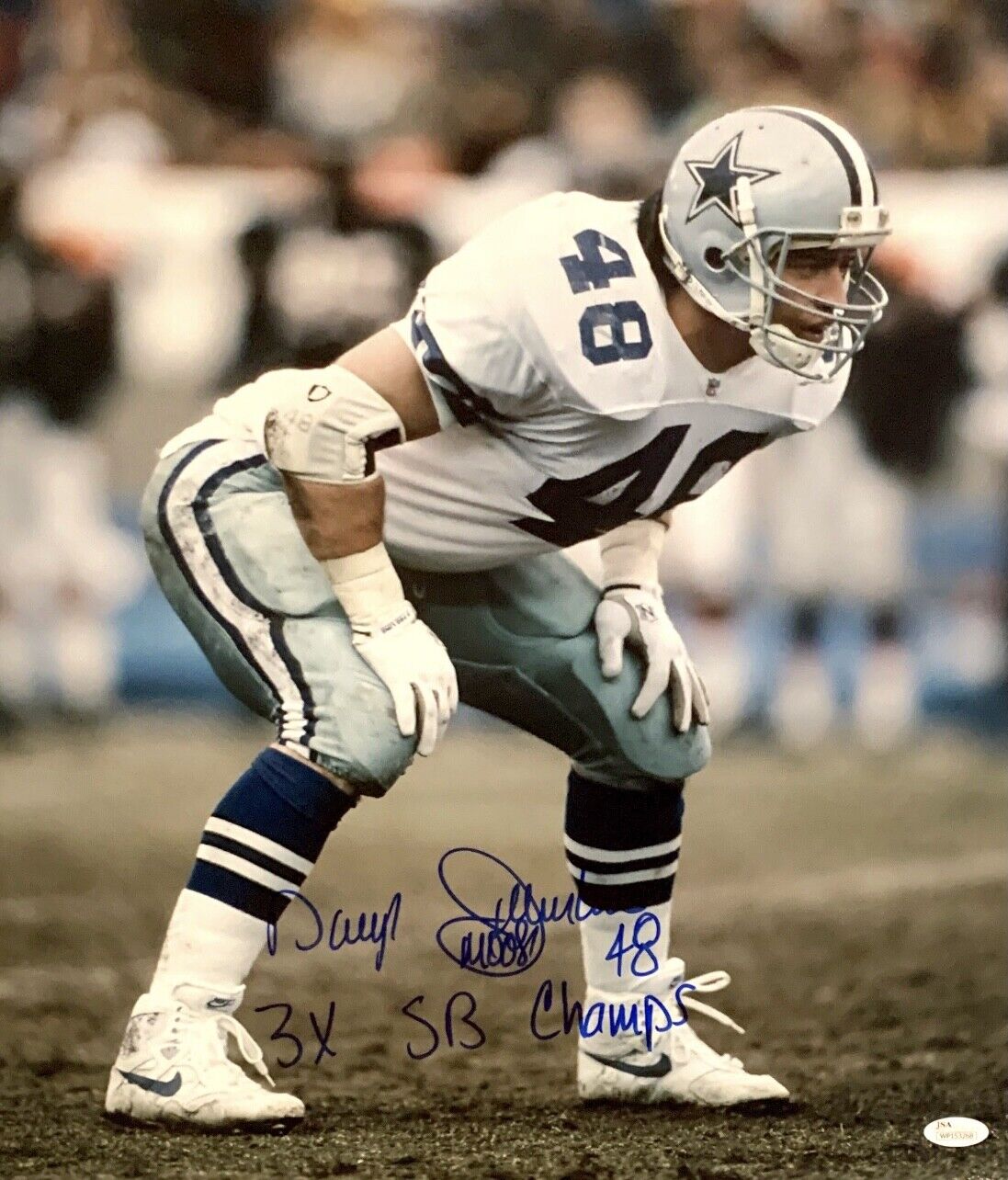 Daryl Johnston Signed Dallas Cowboys 16x20 Photo Poster painting JSA WP153268 w/ Inscription