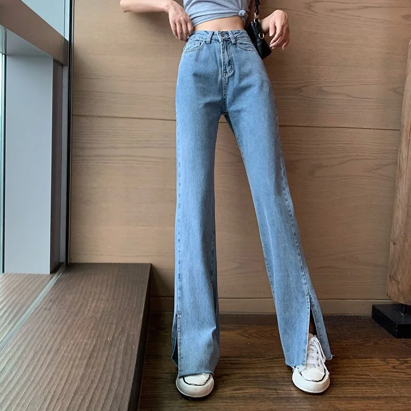 Jeans Women Korean Style Casual All-match Trendy Loose Fashion Streetwear Chic Solid Ladies Ulzzang Denim High Waist Trousers