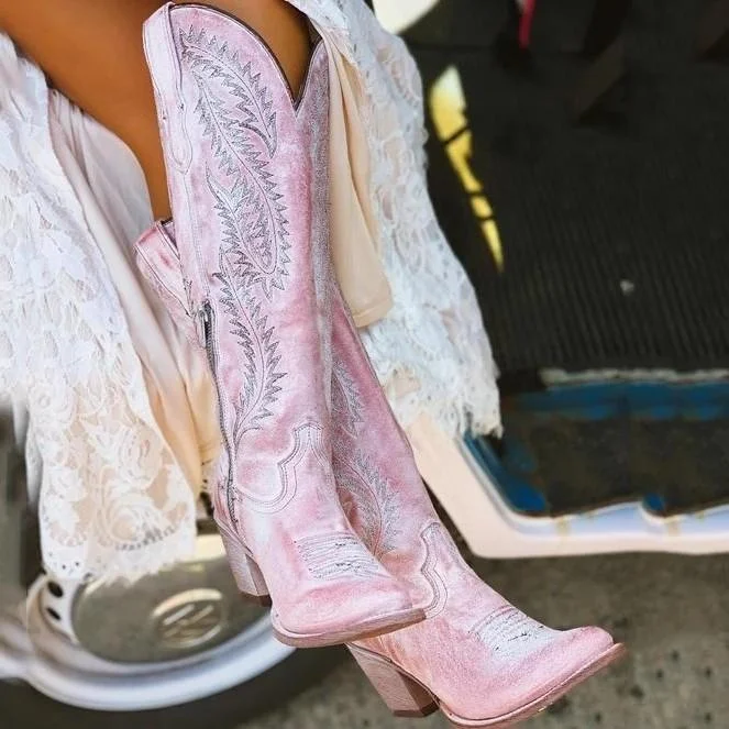 Rose Embroidered Ladies High Boots