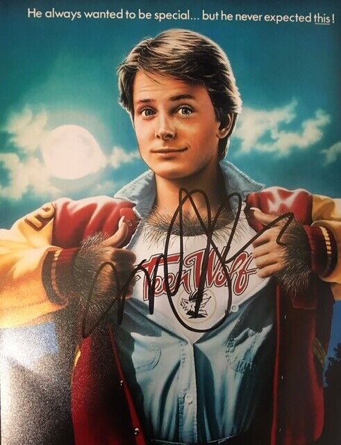 MICHAEL J FOX SIGNED LARGE TEEN WOLF Photo Poster painting UACC REG 242 ACOA