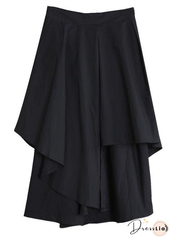 Vintage Black Fashion Casual Asymmetrical Design Fall Wide Leg Pants