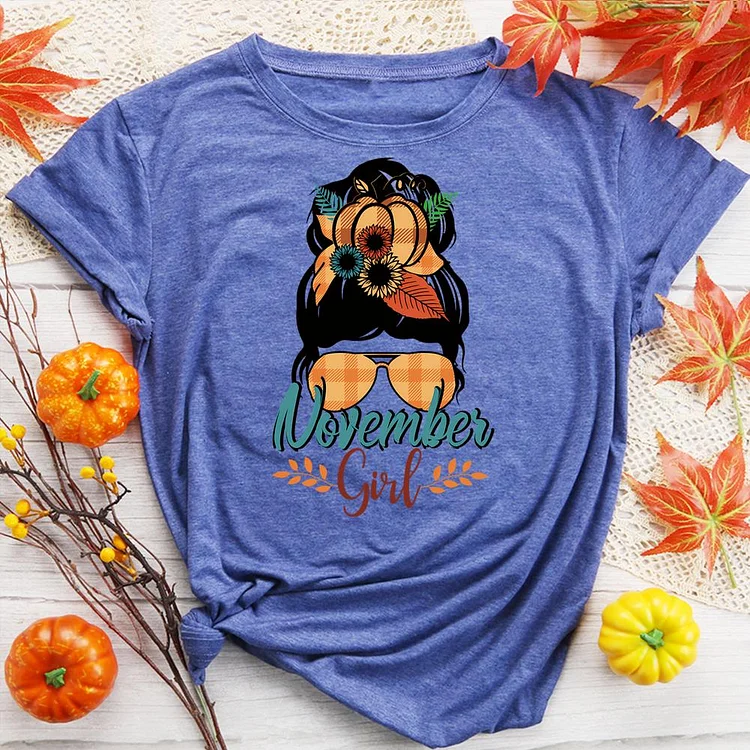 November Girl Round Neck T-shirt-0018909