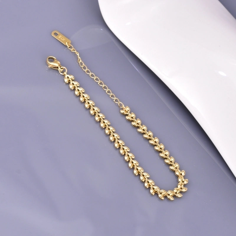 Elegant Minimalist Geometric Grain 304 Stainless Steel Titanium Steel 18K Gold Plated Bracelets In Bulk