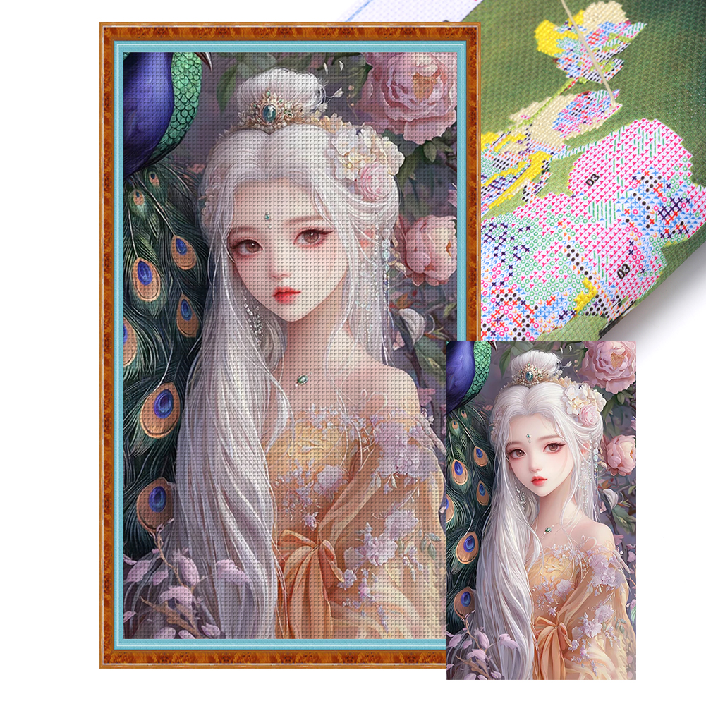 Flower Girl Full 14CT Pre-stamped Canvas(40*70cm) Cross Stitch