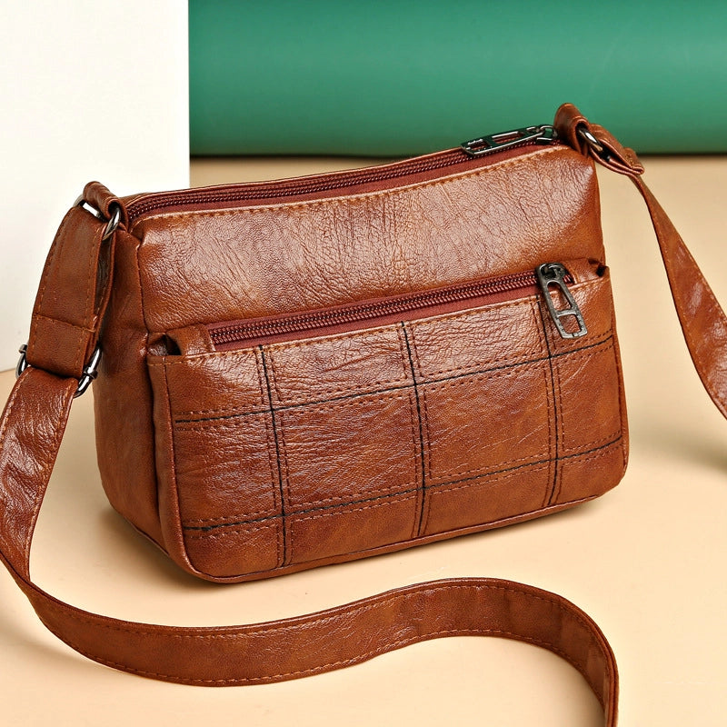 Middle-aged And Elderly Bag Mother Bag Women’s New Middle-aged Soft Leather Shoulder Crossbody Bag Large Capacity Women’s Bag Intelligence Bag