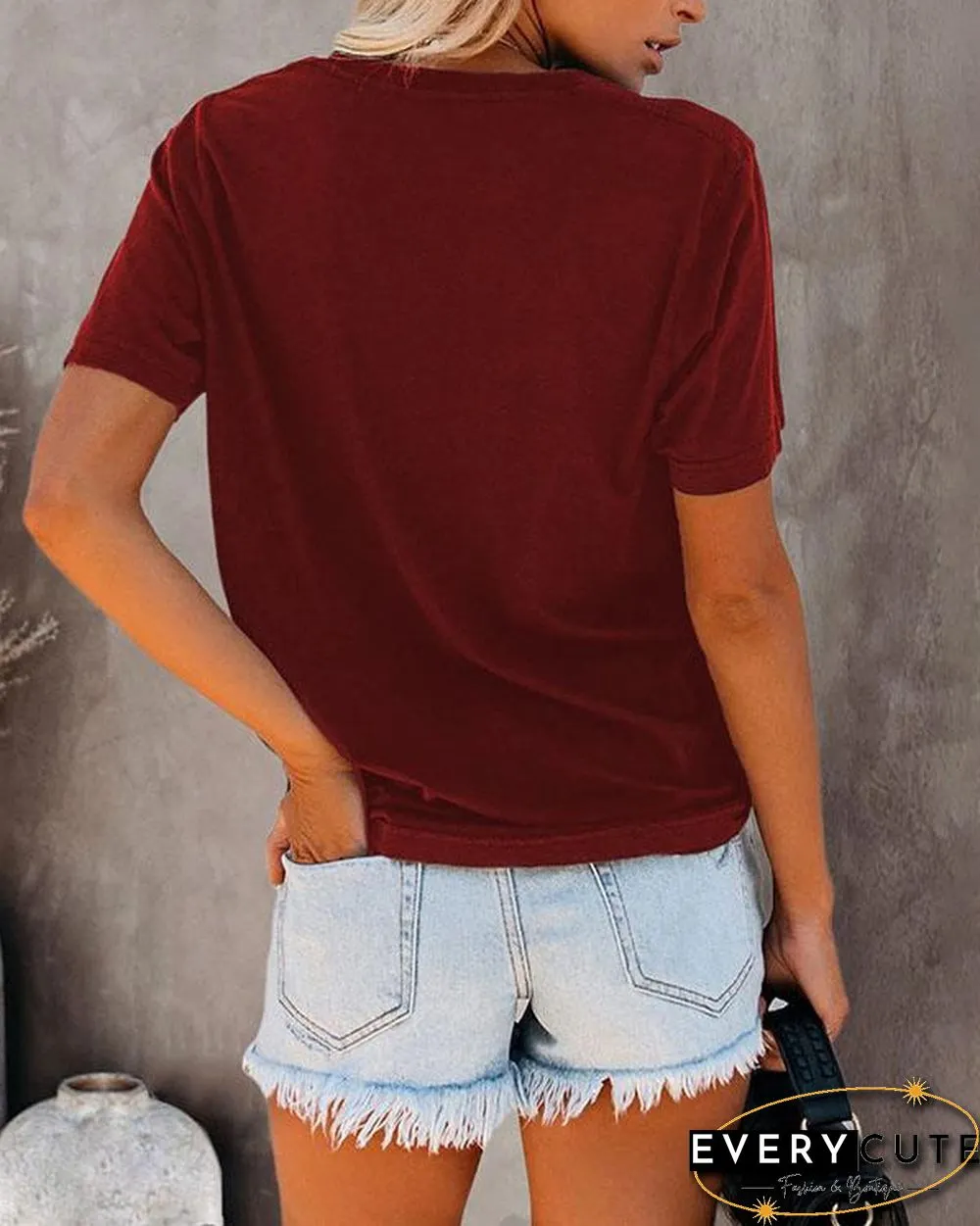 Women Print Crew Neck Short Sleeve Shirts