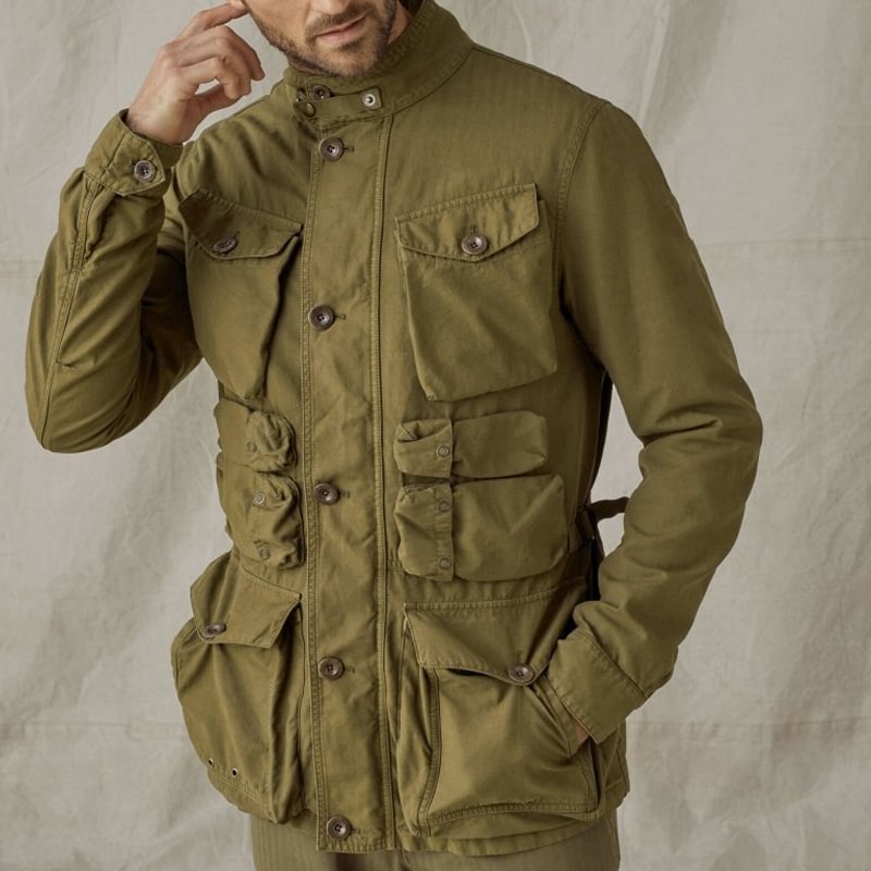 Vintage Distressed Multi-Pocket Duck Hunting Jacket